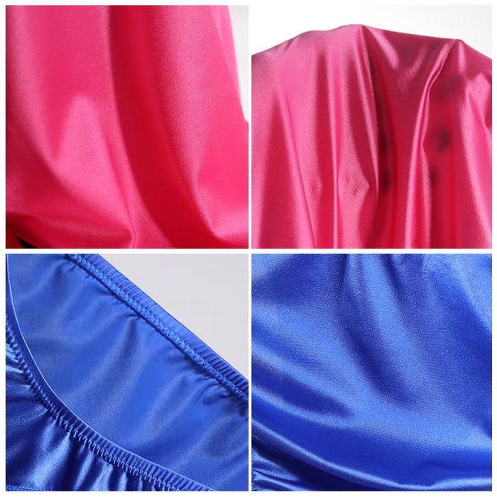 4-Pack Men’s Low-Rise Satin Ice Silk Briefs – Sheer Panels & Large Pouch Design - JEWYEE AY 731