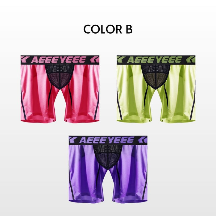 3-Pack Men's Ultra-Thin Satin Ice Silk Performance Long Boxer Briefs - JEWYEE AY 704