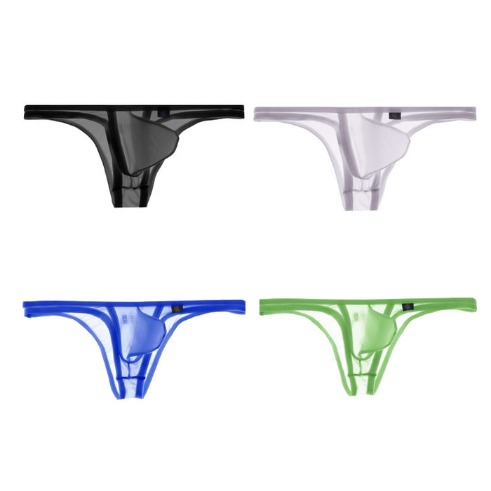 (4-Pack) Men's See-through Ice Silk Low-rise Briefs Up to Size XXL  - JEWYEE AY 856