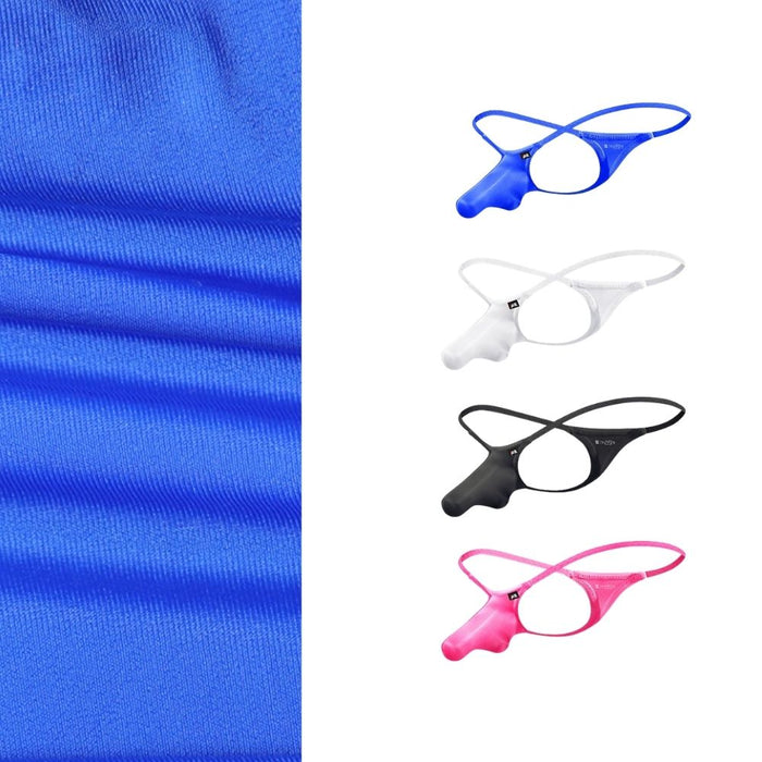 JEWYEE AY 615 - 4-Pack Elephant's Trunk Satin Ice Silk Thongs for Men - Ultra-Thin, Cooling with Extended Contour Pouch