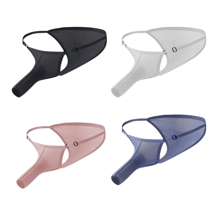 JEWYEE CL030SJ - 4-PACK Men’s Dual Pouch Briefs – Front Open, Breathable Mesh Ice Silk