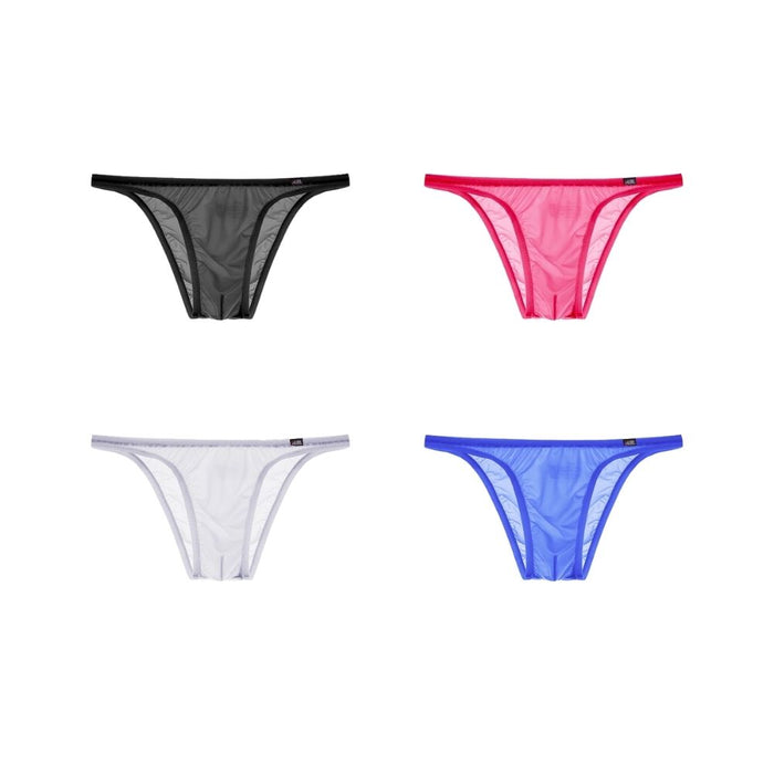 4-Pack No-Chafe Pouch - Men's Ultra Thin Ice Silk Low-Rise Briefs - JEWYEE 883