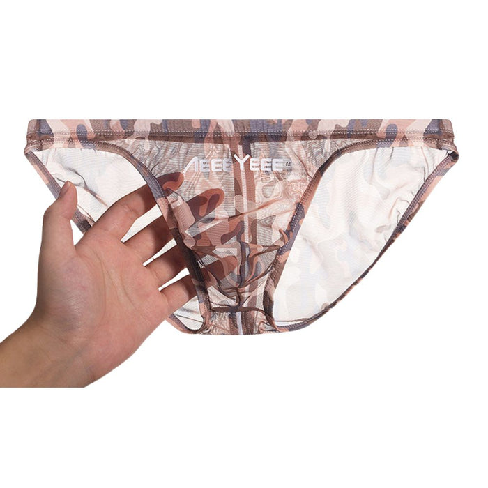 JEWYEE AY 617 / 618  - Men's Camo Sheer Mesh Bodysuit Set: Adjustable Strap Singlet & Detachable Briefs