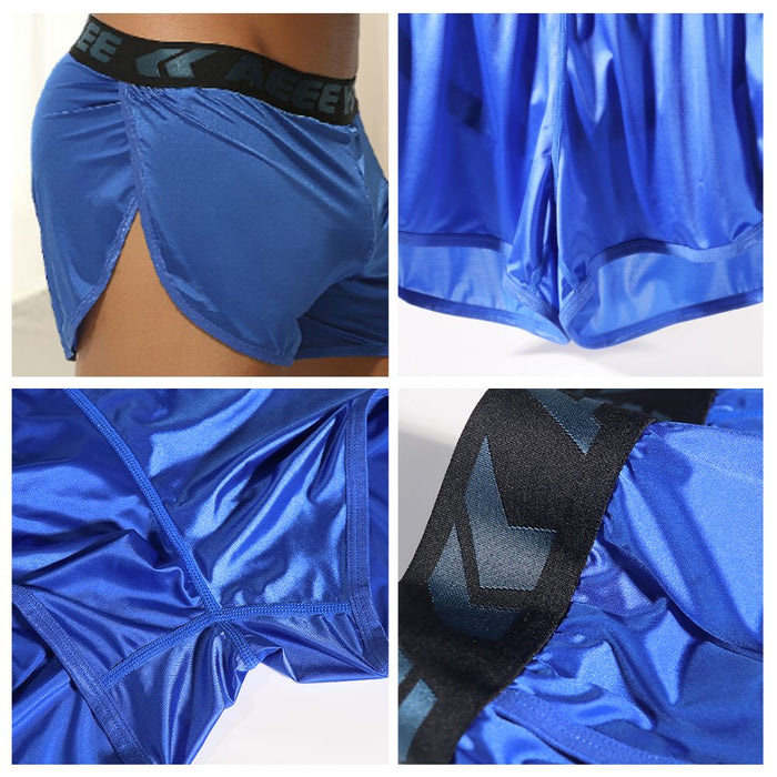 Men’s Ultra-Thin Satin Ice Silk High-Slit Boxer Shorts –JEWYEE AY 708