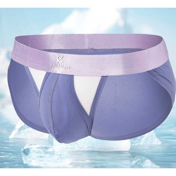 4-Pack Men's Dual Pouch Mesh Ice Silk Briefs with Fly - JEWYEE 034GC