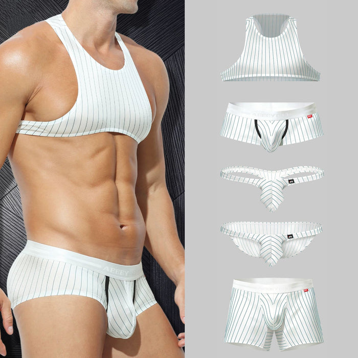 JEWYEE AY 725 - 5-Pack Men’s Satin Ice Silk Striple Briefs - Cooling, Breathable with Extended Contour Pouch
