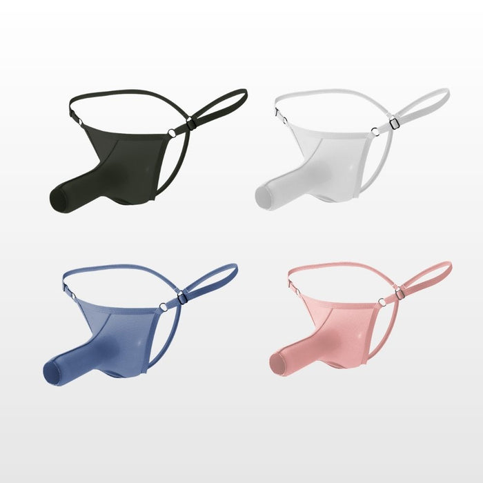 JEWYEE CL030DK - 4-PACK Men’s Dual Pouch Briefs – Front Open, Breathable Mesh Ice Silk