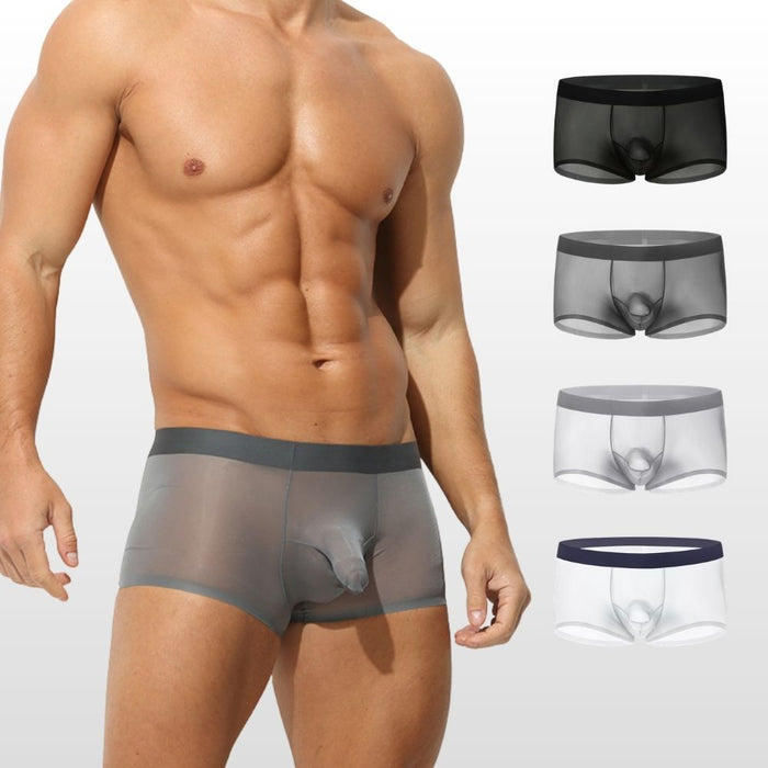 JEWYEE 1008 - Men’s 4-Pack Ice Silk Trunks – Ultra-Thin, Cooling, Breathable with Extended Contour Pouch
