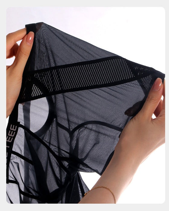 2-Pack Men’s Ultra-Sheer Ice Silk Boxer Briefs with Mesh Panel & Back Cutout - JEWYEE 716