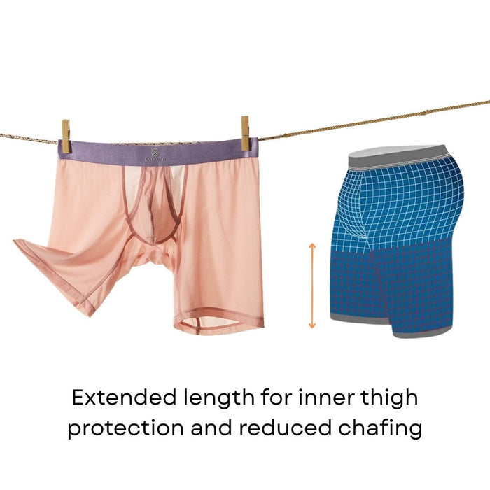 JEWYEE 034DPJ - 3-Pack Men’s Dual Pouch Long Boxer Briefs – Breathable Ice Silk, Ultra-Thin Comfort