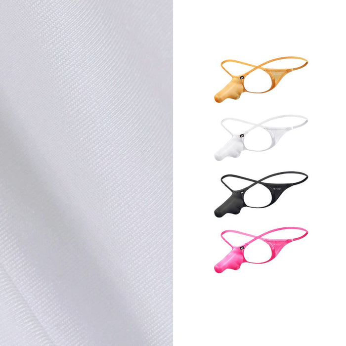 JEWYEE AY 615 - 4-Pack Elephant's Trunk Satin Ice Silk Thongs for Men - Ultra-Thin, Cooling with Extended Contour Pouch