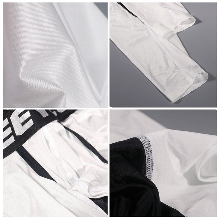 Men’s Two-Tone Satin Low-Rise 3D Pouch Compression Leggings - JEWYEE AY 737