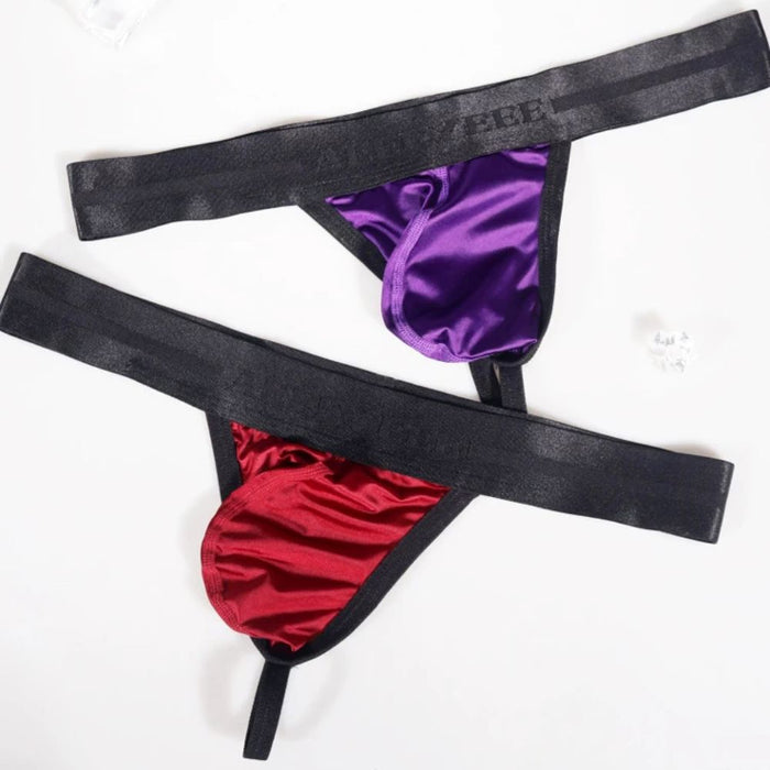 JEWYEE AY 783 - 4-Pack Men's Liquid Satin Ultra Thin Ice Silk 3D Pouch Thongs