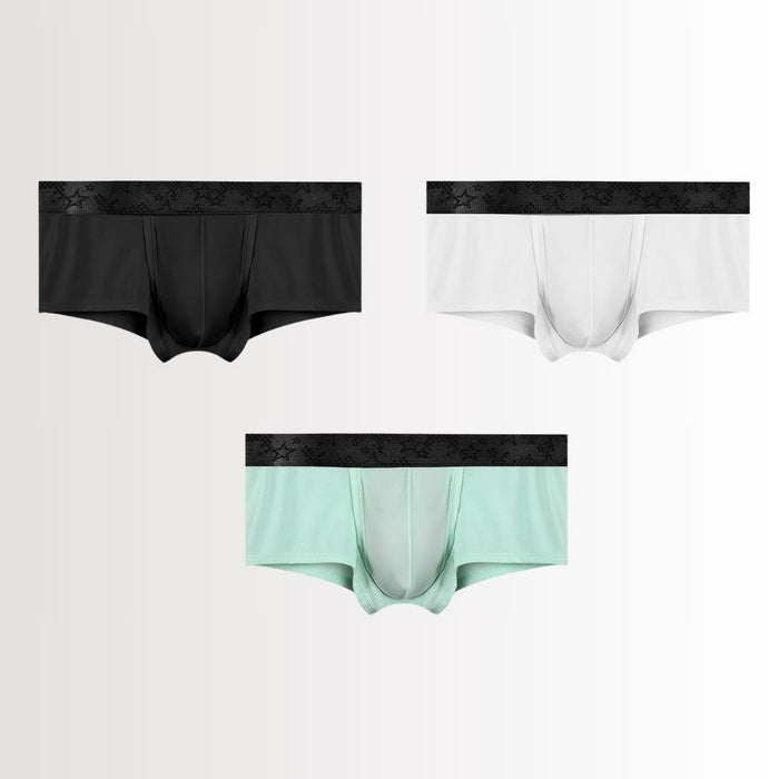 Dual Pouch- Men's Ultra Thin Ice Silk Low-Rise Underpants (3-Pack) - JEWYEE KM 118