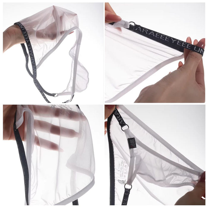 JEWYEE AY 733 - 4-pack Men’s See-through Ultra Thin Ice Silk G-String Briefs