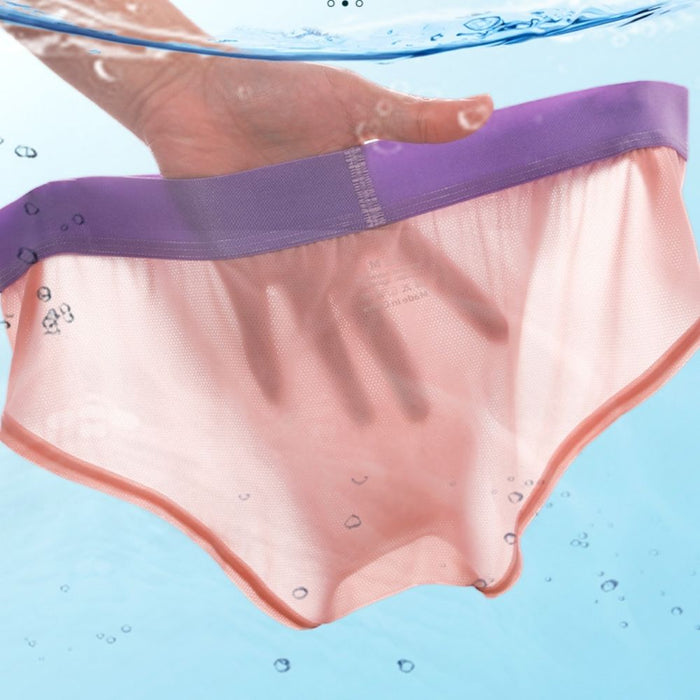 4-Pack Men's Dual Pouch Mesh Ice Silk Briefs with Fly - JEWYEE 034GC