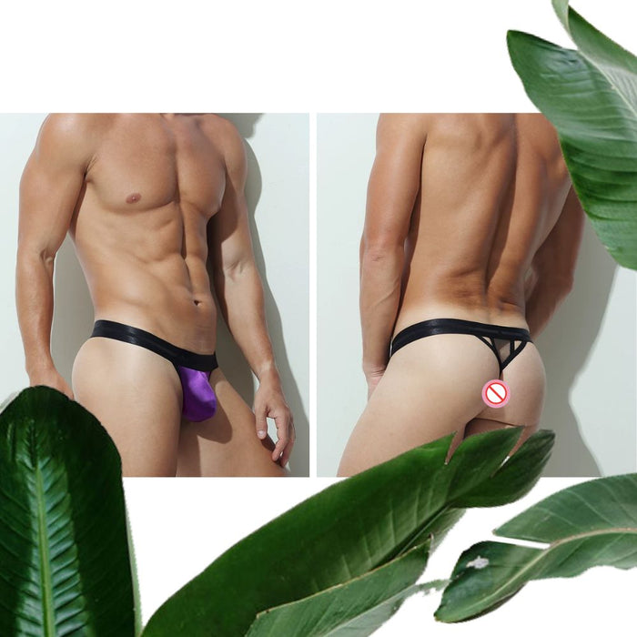 JEWYEE AY 783 - 4-Pack Men's Liquid Satin Ultra Thin Ice Silk 3D Pouch Thongs