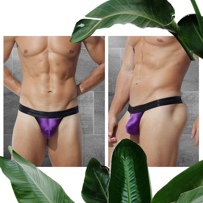 JEWYEE AY 783 - 4-Pack Men's Liquid Satin Ultra Thin Ice Silk 3D Pouch Thongs