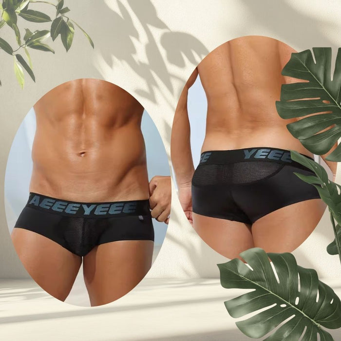 3-Pack Men's Low-Rise Satin Ice Silk Trunks - Mesh Pouch and Back Panel - JEWYEE 743