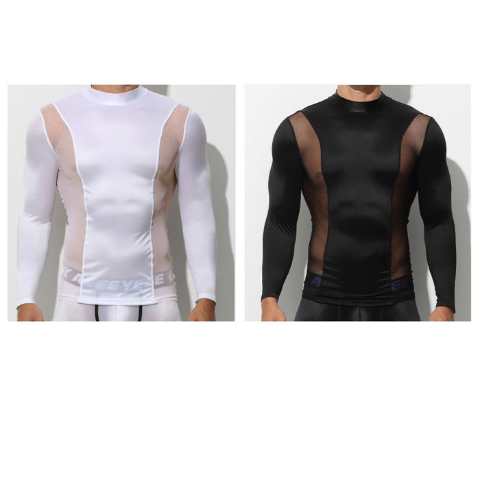 Men’s AirSkin™ Sheer Ice Silk & Satin Long Sleeve Top – JEWYEE AY 736