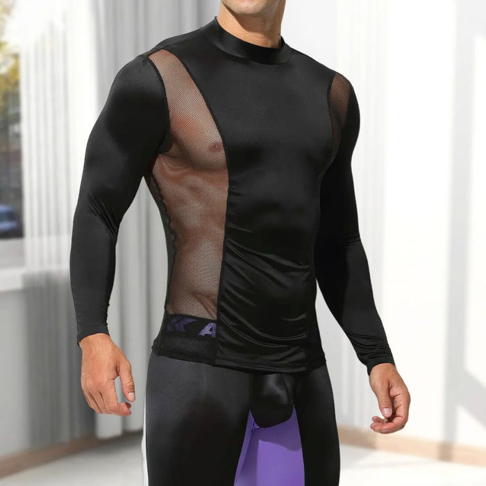 Men’s AirSkin™ Sheer Ice Silk & Satin Long Sleeve Top – JEWYEE AY 736