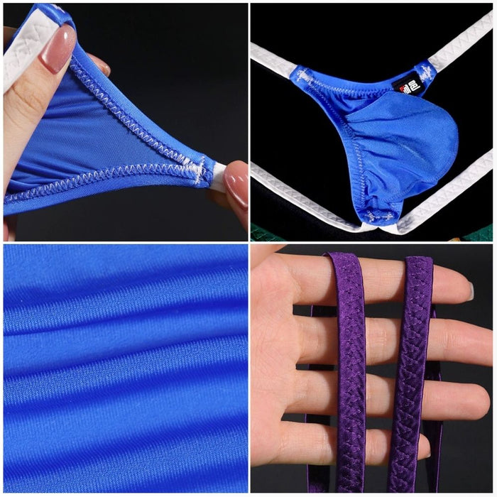 JEWYEE AY 608 - 4-Pack Men’s Ice Silk Thongs - Ultra-Thin, Cooling, Breathable with Extended Contour Pouch