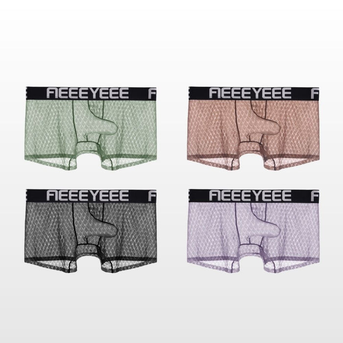 4-Pack Elephant's Trunk Ultra-thin Ice Silk Textured Mesh Underpants for Men - JEWYEE AY 2003