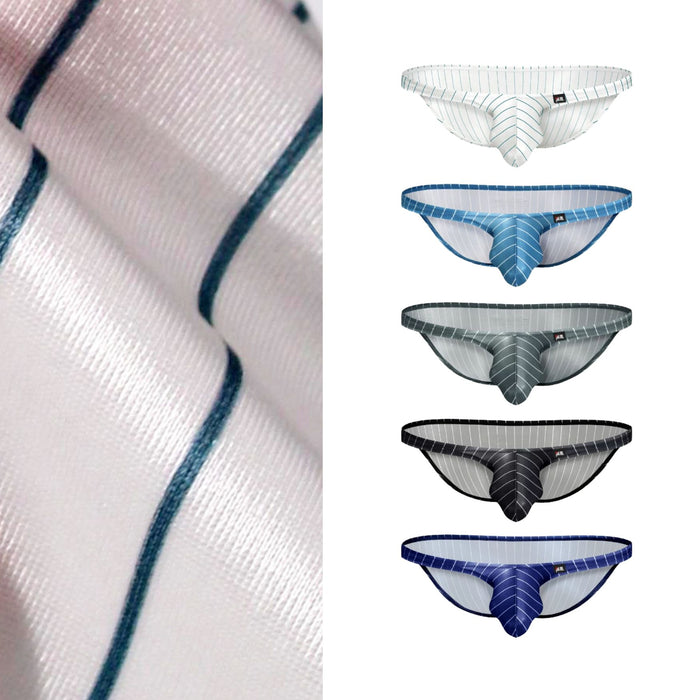 JEWYEE AY 725 - 5-Pack Men’s Satin Ice Silk Striple Briefs - Cooling, Breathable with Extended Contour Pouch