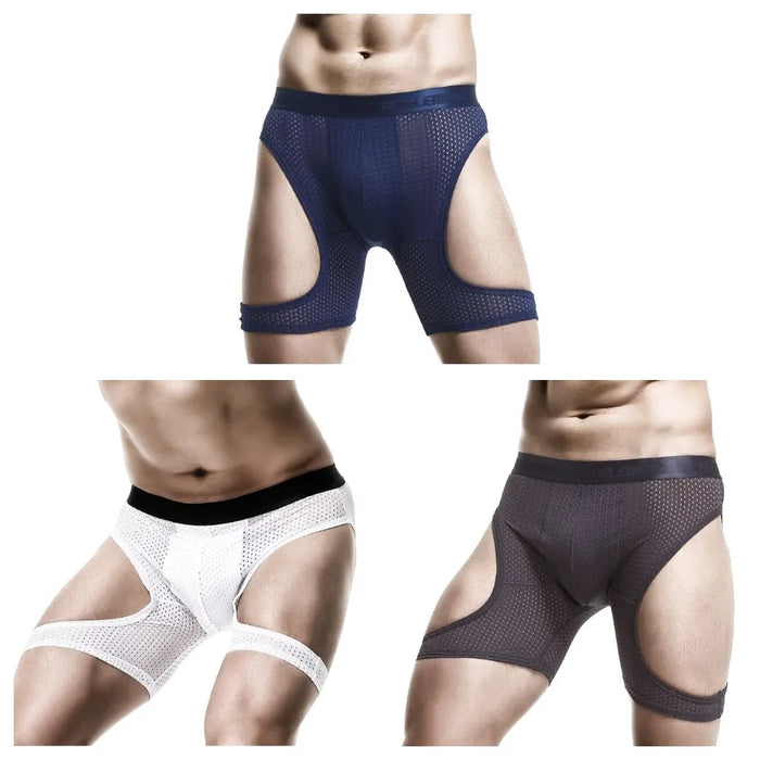 Running Men Ice Silk Mesh Underpants (3-Pack) JEWYEE KM211