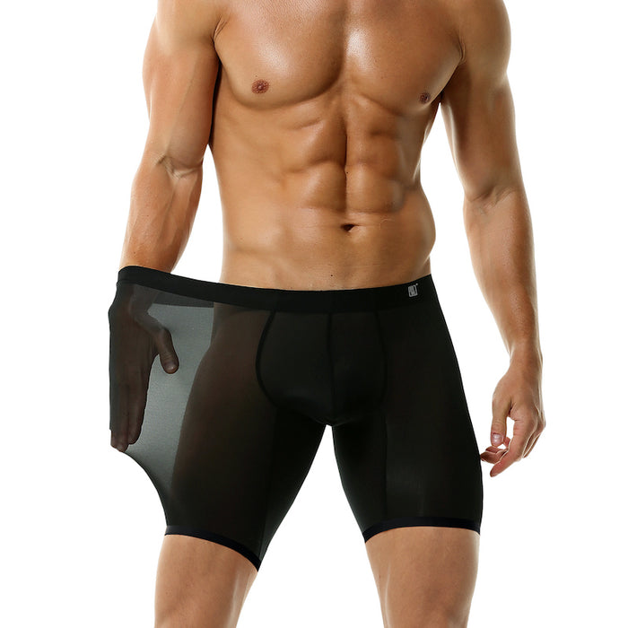 Men's Ultra Thin Ice Silk Underpants Up to Size XXL  (4-Pack) -JEWYEE 807