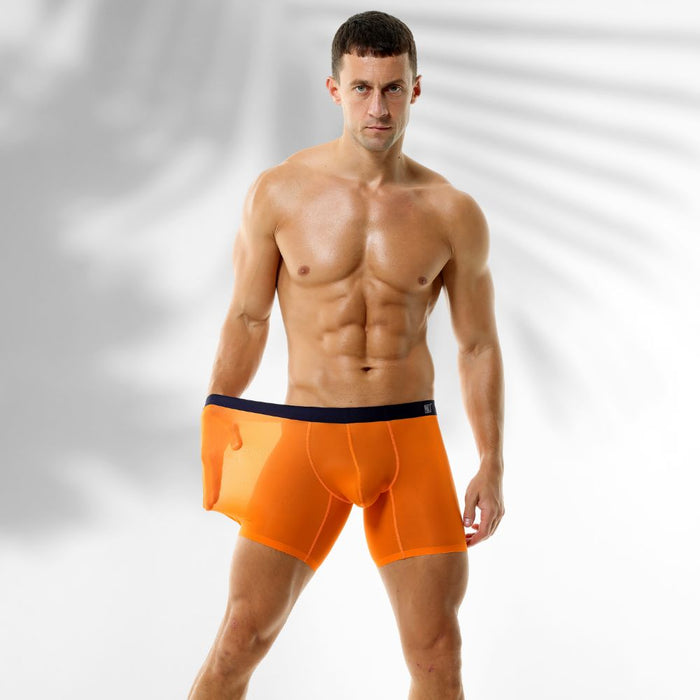 Fashion Men Ice Silk Underwear Boxer Breathable Solid Color Ultra