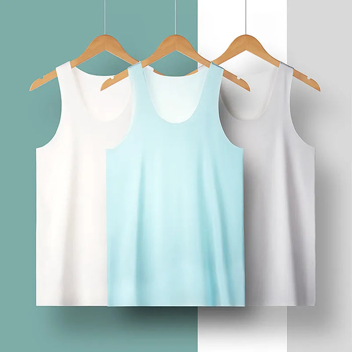 Ultra Thin Ice Silk Seamless Tank Top for Men. Perfectly invisible under your shirt with carefully selected colorings. Silky smooth fabric. 
