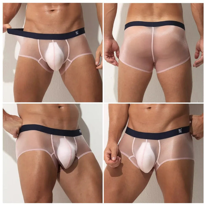 JEWYEE MEN'S UNDERWEAR. Dual-pouch design keeps each part in its own places.Stay cool and fresh.Low-Mid rise. See-Through. Ultra thin ice silk.Silk feeling. Featherlight. 4-Way stretch. Moisture wicking. Fast Dry.