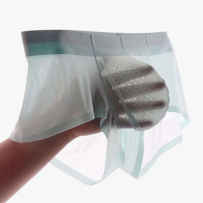 Men's 3D Pouch With Vent-holes Ice Silk Low-Rise Underpants (5-Pack) -JEWYEE  AY1974 —