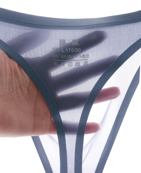 3D Seamless Pouch - Men's Ultra Thin Ribbed Ice Silk Thongs (5 Pack) - JEWYEE 806