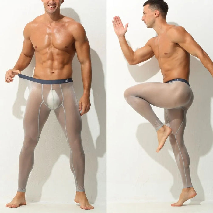 JEWYEE MENS ultra thin icesilk underwear. Breathable leggings. Ice silk fabric Wicks away moisture and dries quickly.mens see-through underpants.