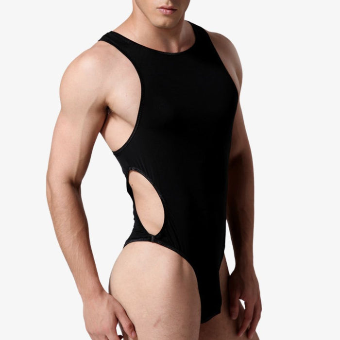 Men's Ultra Thin Ice Silk Cut Out Bodysuits - JEWYEE E664