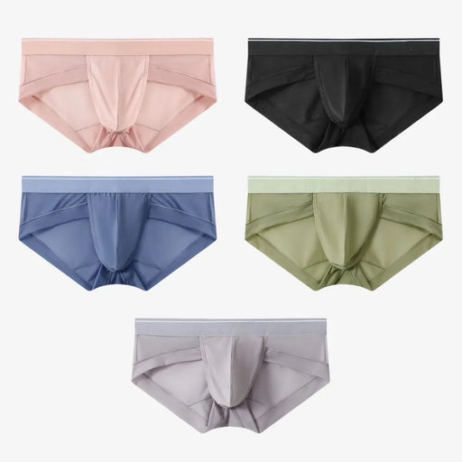 JEWYEE MENS UNDERWEAR. Low-Mid rise underpants.Ultra thin ice silk. Silk feeling. Featherlight. 4-Way stretch. Moisture wicking. Fast Dry.Value pack of 5 in assorted colors.