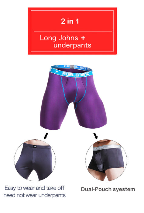 Dual-Pouch Long Johns for Men JEWYEE KM080 — jewyee.com