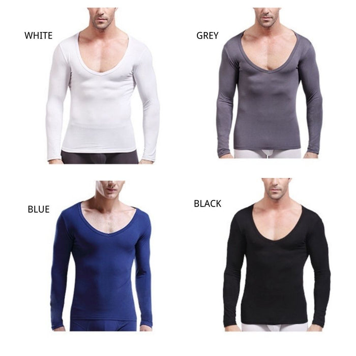 Stay Hidden Scoop Neck  Long-Sleeve Base Layer T-shirt for Men JEWYEE A012