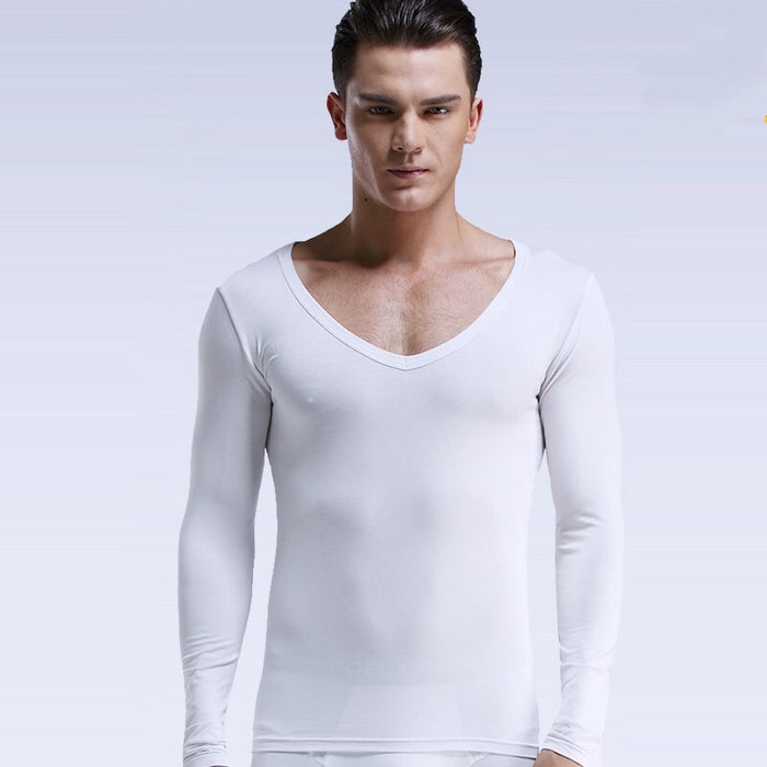 Stay Hidden Scoop Neck Long-Sleeve Base Layer T-shirt for Men JEWYEE A012 —