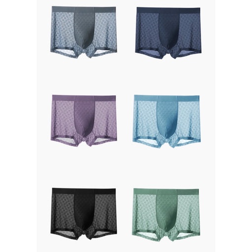 JEWYEE Men's seamless underwear. See -through sexy underpants for men. Ice silk men's trunks.  men's sexy comfortable underwear.  Ultra thin and featherlight. Breathable. Moisture wicking. Fast Dry. The fabric with Ornamental engraving increases romantic.