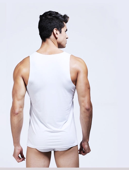 Ultra Thin Ice Silk Seamless Tank Top for Men (3-Pack) JEWYEE 026